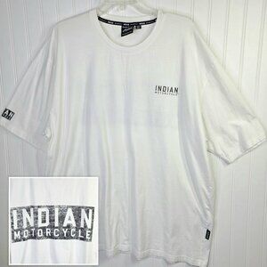 Indian Motorcycle Shirt Mens 2XL White Block Logo Graphic Tee Short Sleeve